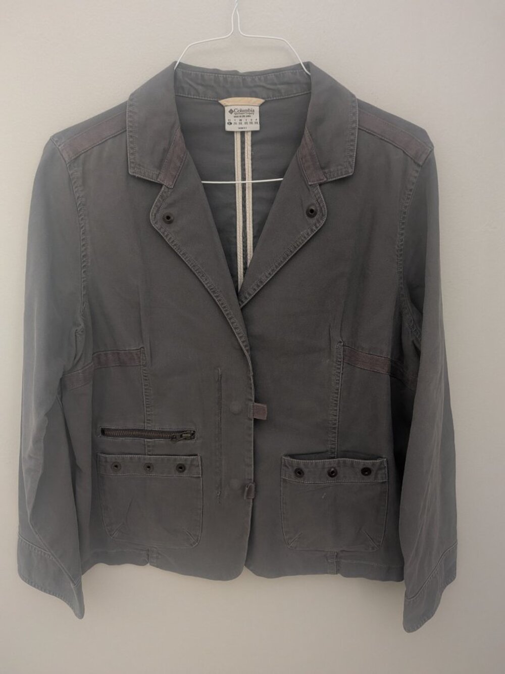 Columbia Women's Gray Military Style Field Jacket Size XL